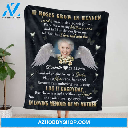 Angel Wings Flower Mother When I Lost You - Personalized Photo Blanket - Memorial Gift For Mom