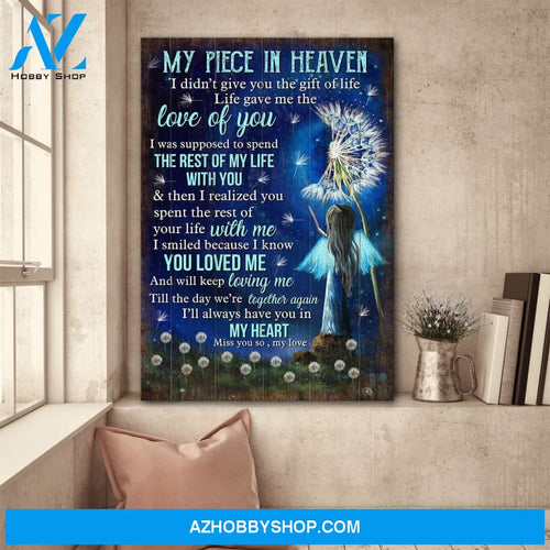 Angel with dandelion - My piece in heaven - Heaven Portrait Canvas Prints, Wall Art