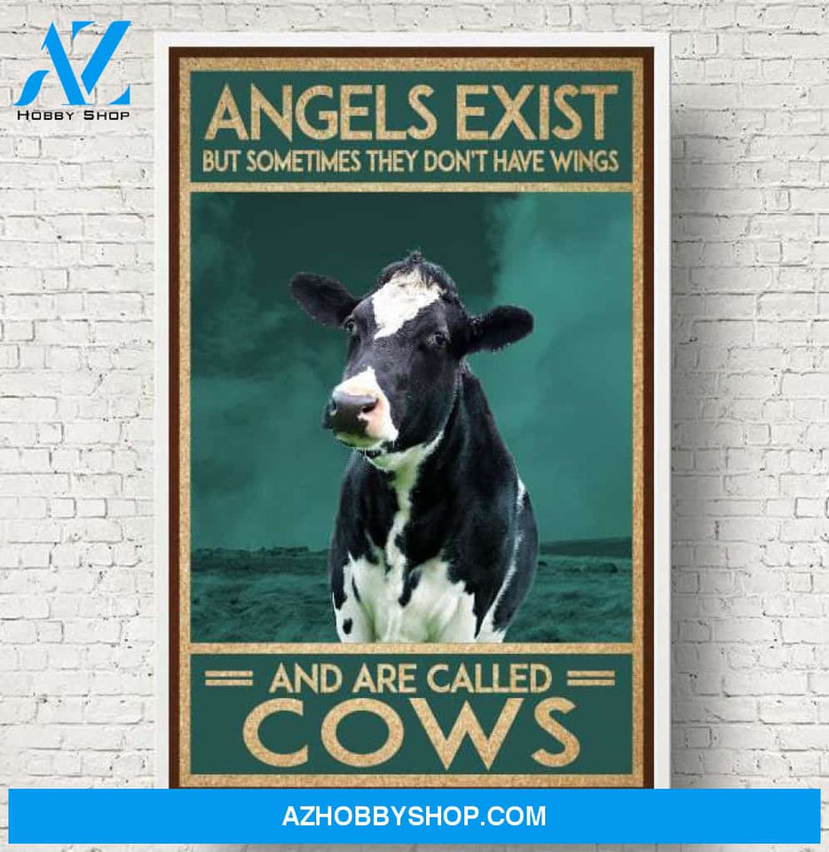 Angels Exist Are Cows Heifer Canvas Wall Art