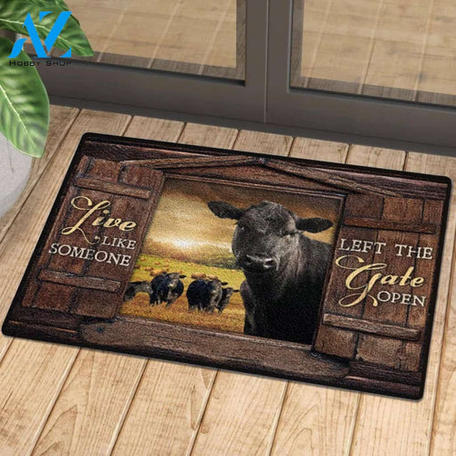 Angus Cattle And The Window Live Like Someone Left The Gate Open Doormat Gift For Angus Cattle Lovers Birthday Gift Home Decor Warm House Gift Welcome Mat