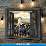 Angus Cattle Cow Outside The Window Premium Canvas Wall Art, Wall Decor Visual Art