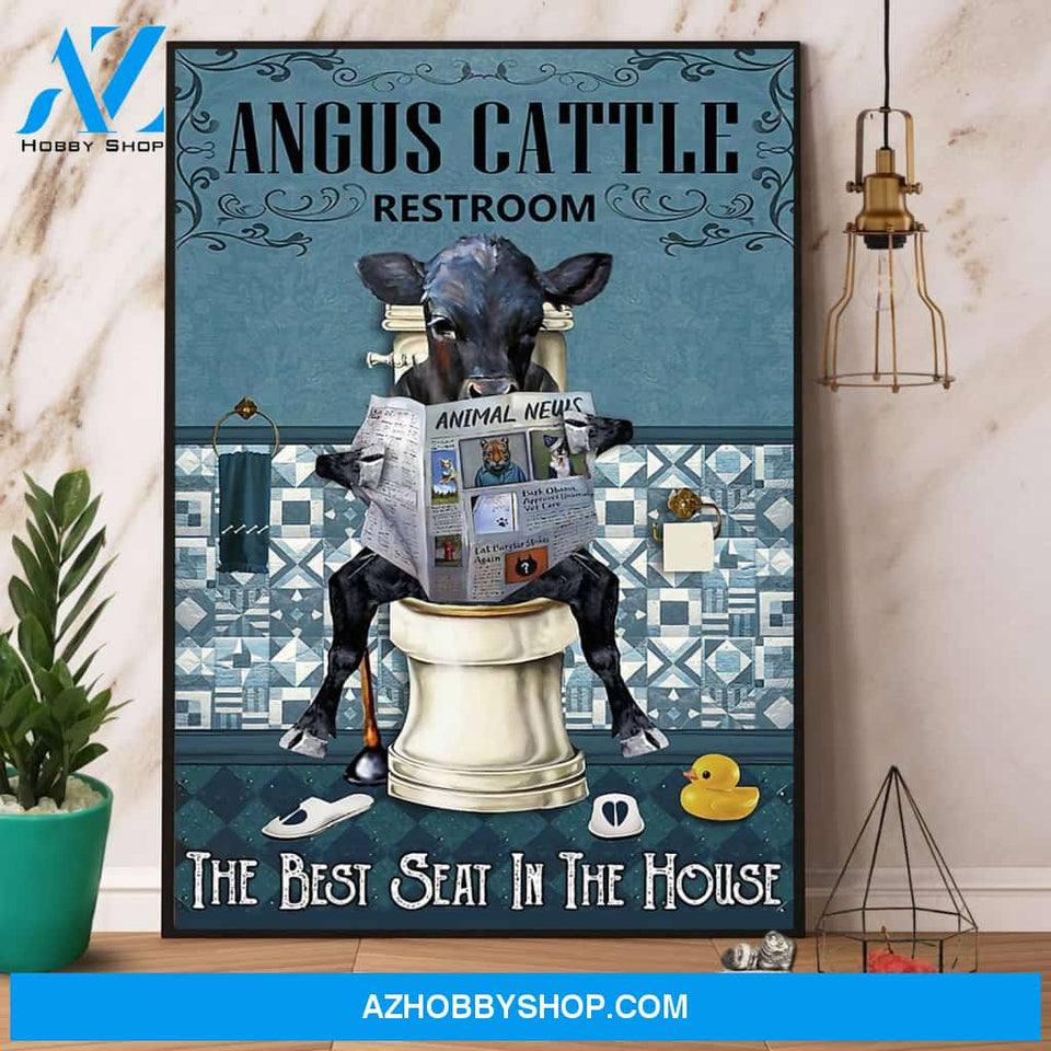 Angus Cattle Restroom The Best Seat In The House Canvas And Poster, Wall Decor Visual Art