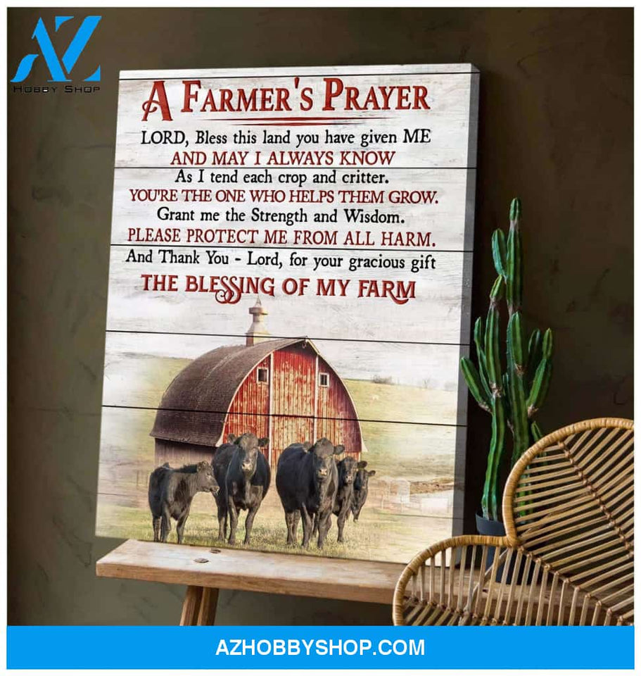 Angus Cow A Farmer's Prayer Wall Art Canvas Prints, Wall Decor Visual Art