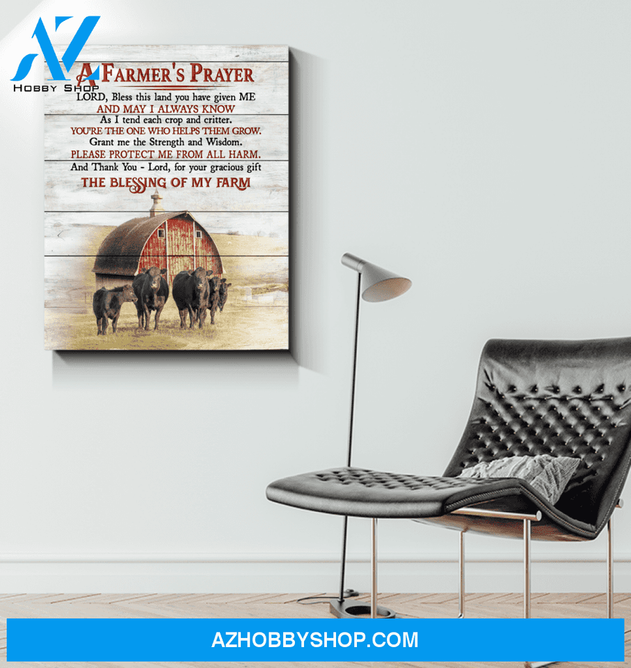 Angus Cow A Farmer's Prayer Wall Art Canvas Prints, Wall Decor Visual Art