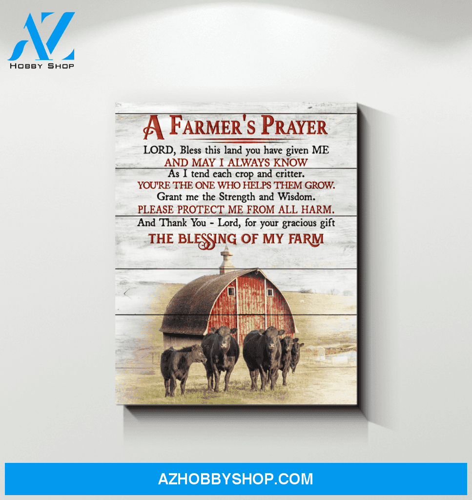 Angus Cow A Farmer's Prayer Wall Art Canvas Prints, Wall Decor Visual Art