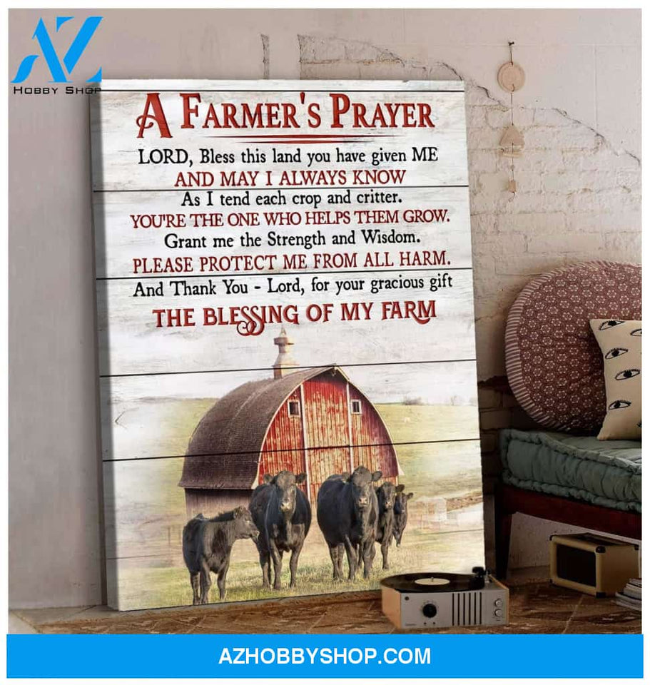 Angus Cow A Farmer's Prayer Wall Art Canvas Prints, Wall Decor Visual Art