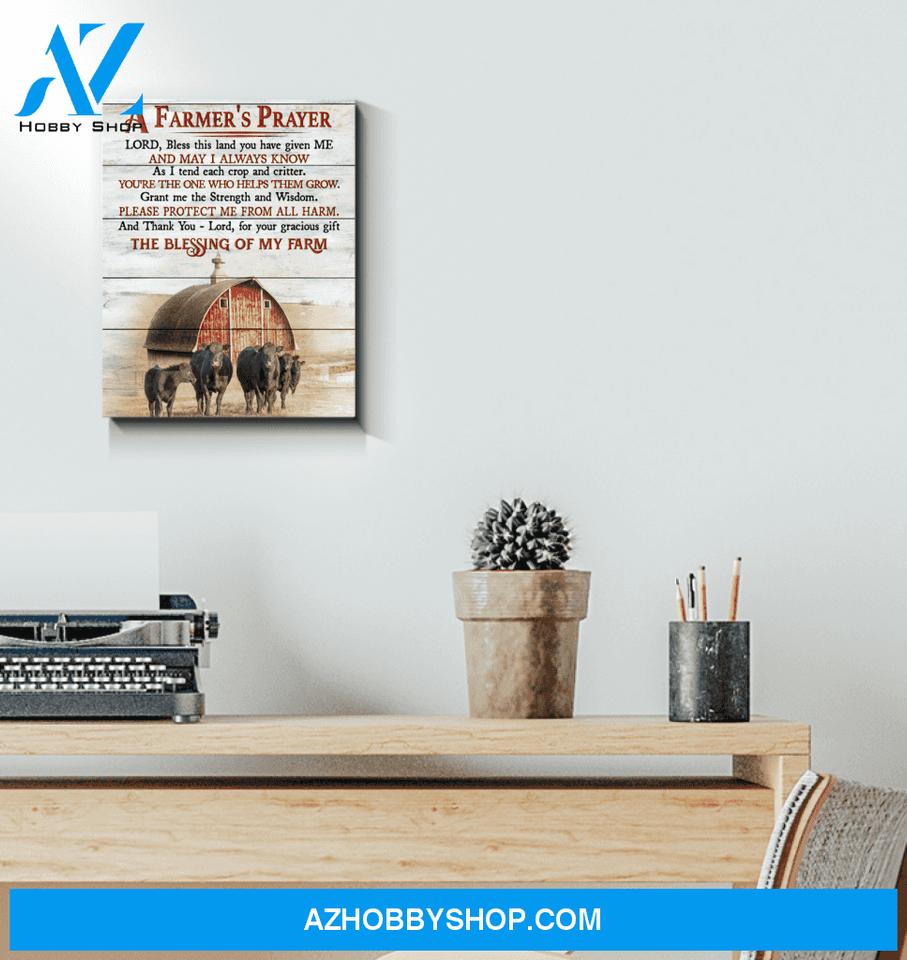 Angus Cow A Farmer's Prayer Wall Art Canvas Prints, Wall Decor Visual Art