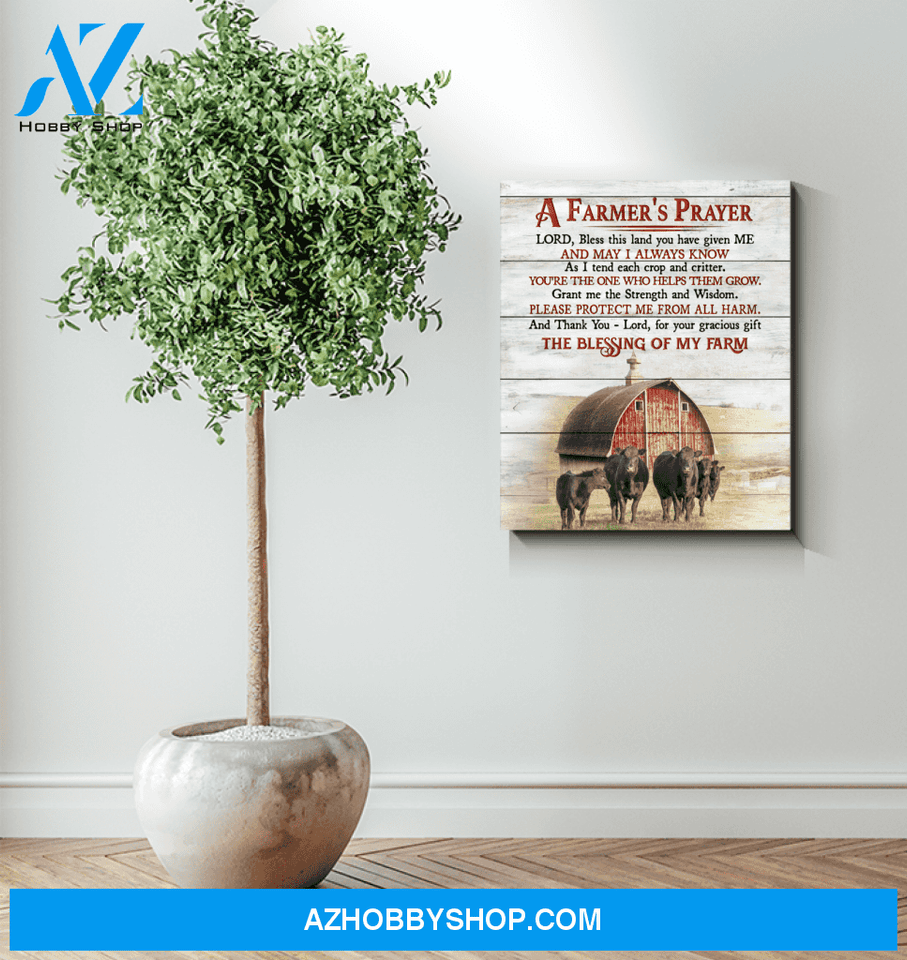 Angus Cow A Farmer's Prayer Wall Art Canvas Prints, Wall Decor Visual Art