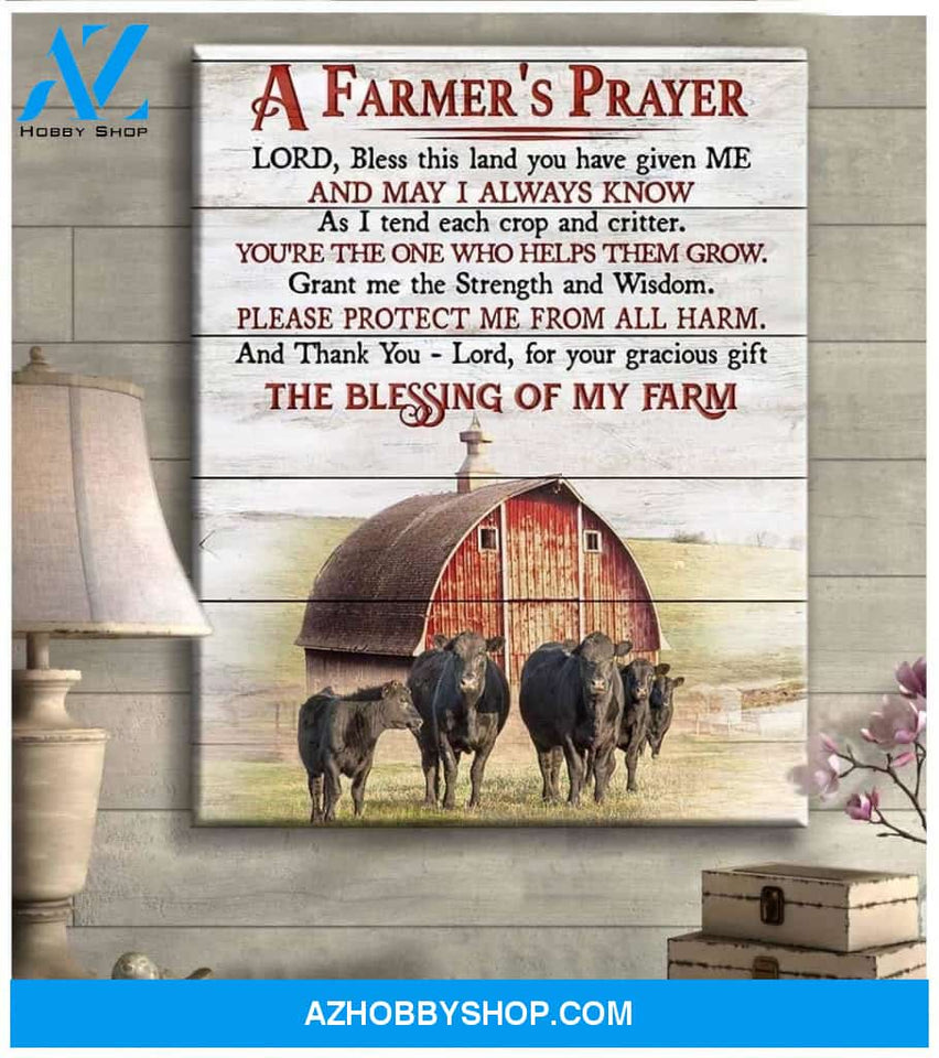 Angus Cow A Farmer's Prayer Wall Art Canvas Prints, Wall Decor Visual Art