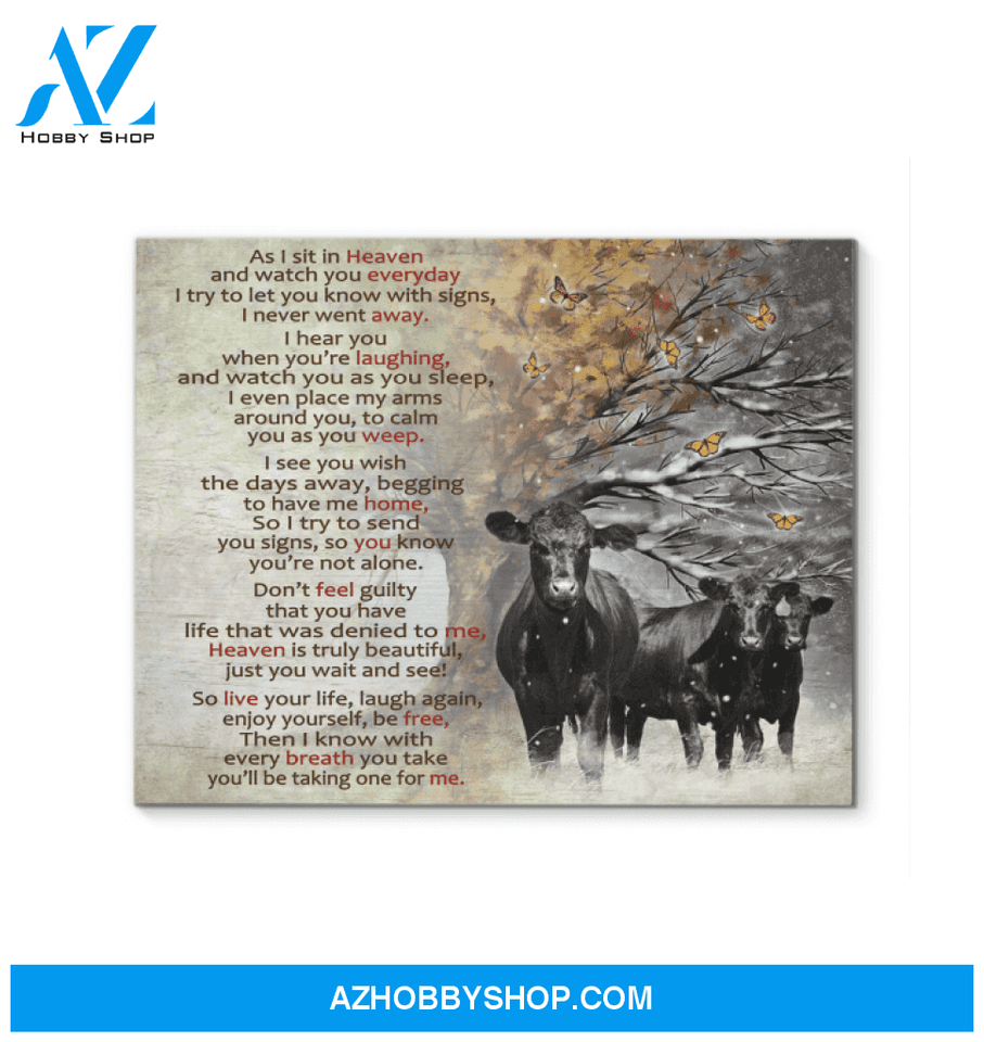 Angus Cow As I Sit In Heaven Wall Art Canvas Prints, Wall Decor Visual Art