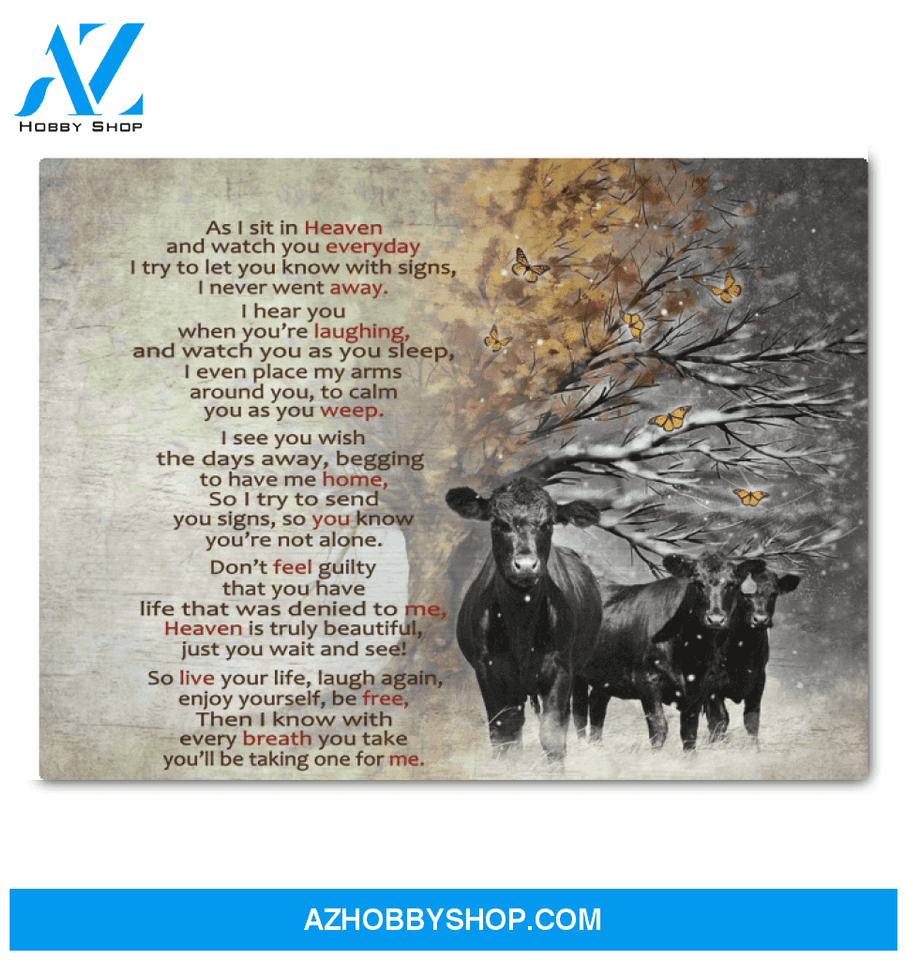 Angus Cow As I Sit In Heaven Wall Art Canvas Prints, Wall Decor Visual Art