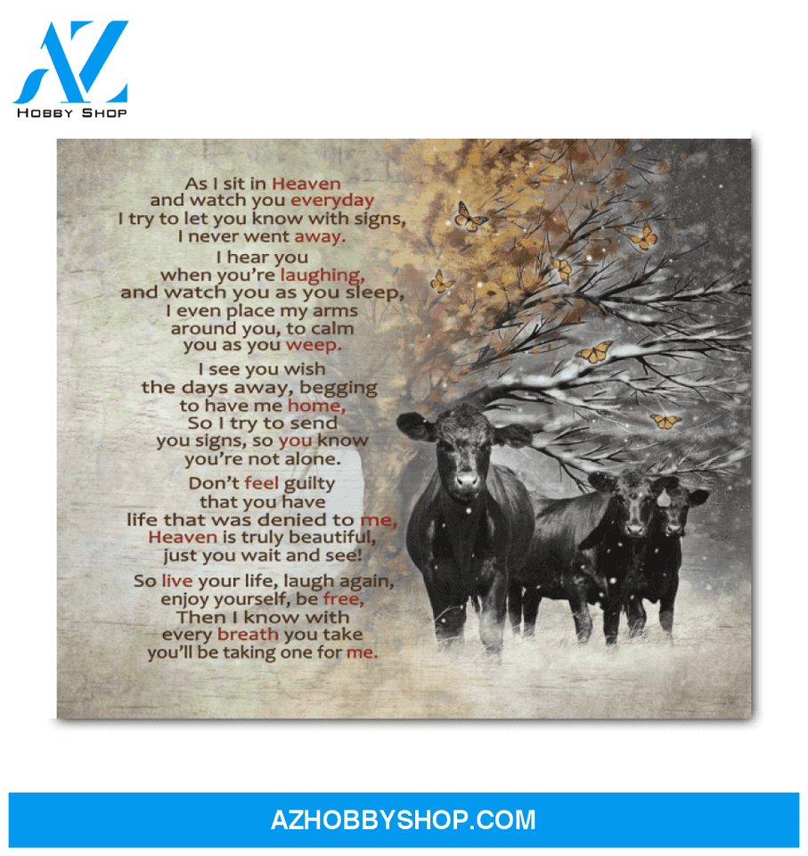 Angus Cow As I Sit In Heaven Wall Art Canvas Prints, Wall Decor Visual Art