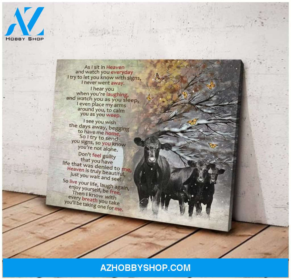 Angus Cow As I Sit In Heaven Wall Art Canvas Prints, Wall Decor Visual Art
