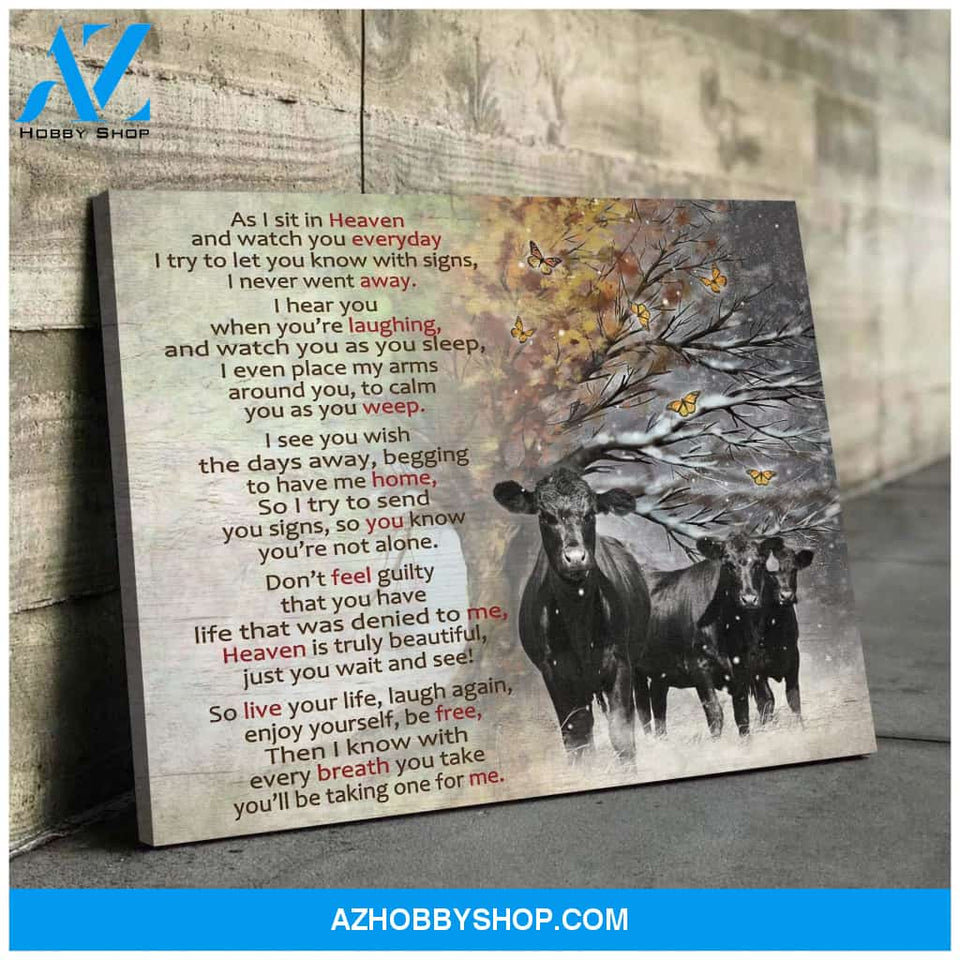 Angus Cow As I Sit In Heaven Wall Art Canvas Prints, Wall Decor Visual Art