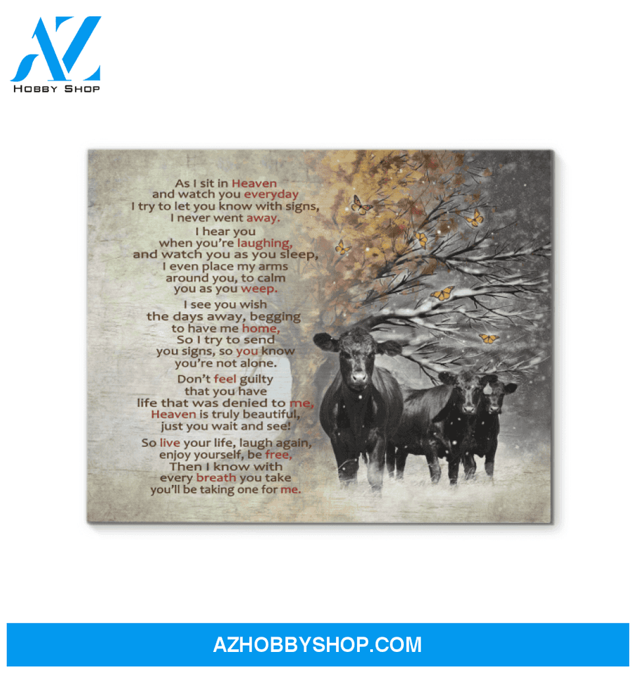 Angus Cow As I Sit In Heaven Wall Art Canvas Prints, Wall Decor Visual Art