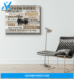 Angus Cow Farm Rules Canvas Wall Art, Wall Decor Visual Art