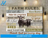 Angus Cow Farm Rules Canvas Wall Art, Wall Decor Visual Art