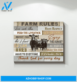 Angus Cow Farm Rules Canvas Wall Art, Wall Decor Visual Art