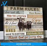 Angus Cow Farm Rules Canvas Wall Art, Wall Decor Visual Art