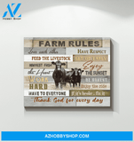 Angus Cow Farm Rules Canvas Wall Art, Wall Decor Visual Art