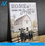 Angus Cow Home Is Framed Canvas Wall Art, Wall Decor Visual Art