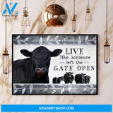 Angus Cow Live Like Someone Left The Gate Open Canvas And Poster, Wall Decor Visual Art