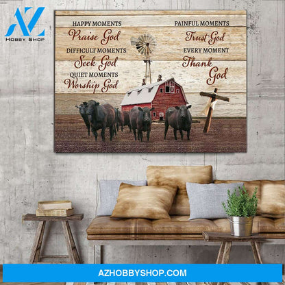 Angus Cow Thank God Canvas Wall Art, Wall Decor Visual Art