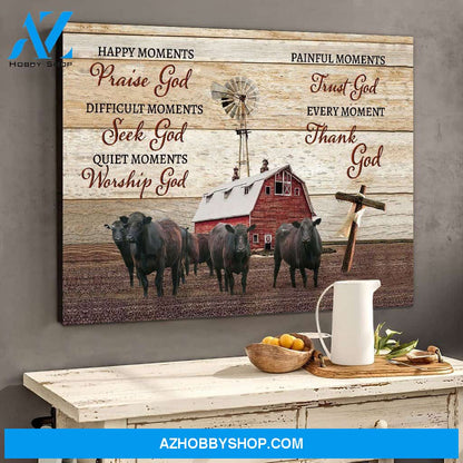 Angus Cow Thank God Canvas Wall Art, Wall Decor Visual Art