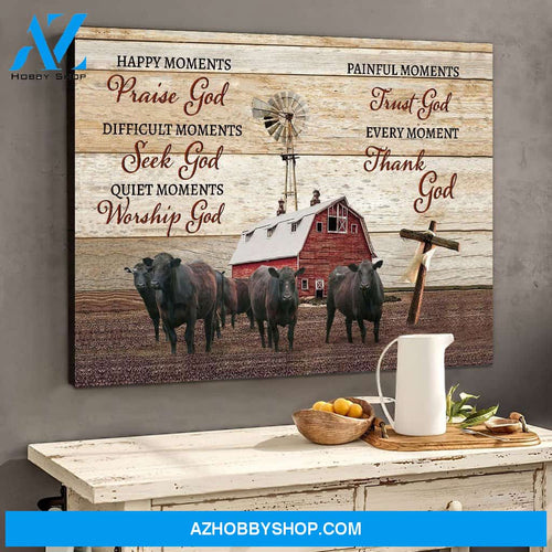 Angus Cow Thank God Canvas Wall Art, Wall Decor Visual Art