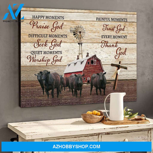 Angus Cow Thank God Canvas Wall Art, Wall Decor Visual Art
