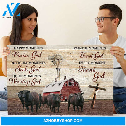 Angus Cow Thank God Canvas Wall Art, Wall Decor Visual Art