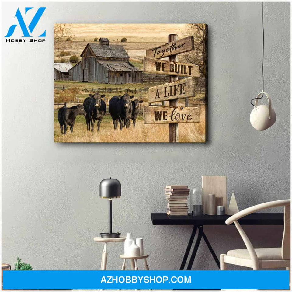 Angus Cow Together We Built A Life We Love Canvas Wall Art Decor, Wall Decor Visual Art
