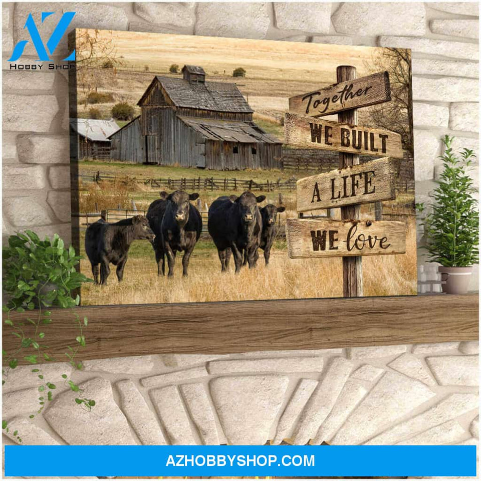 Angus Cow Together We Built A Life We Love Canvas Wall Art Decor, Wall Decor Visual Art