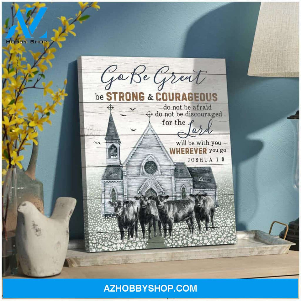 Angus Cows and Church Cow Go be great Farm Canvas Wall Art Decor, Wall Decor Visual Art