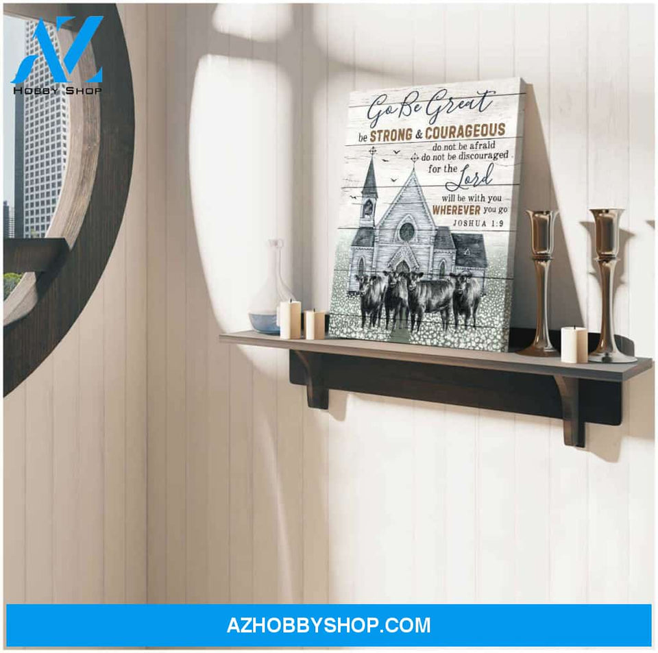 Angus Cows and Church Cow Go be great Farm Canvas Wall Art Decor, Wall Decor Visual Art