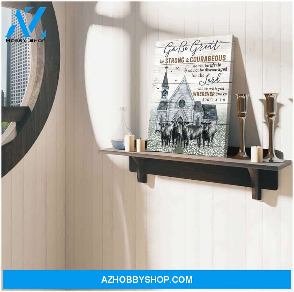 Angus Cows and Church Cow Go be great Farm Canvas Wall Art Decor, Wall Decor Visual Art