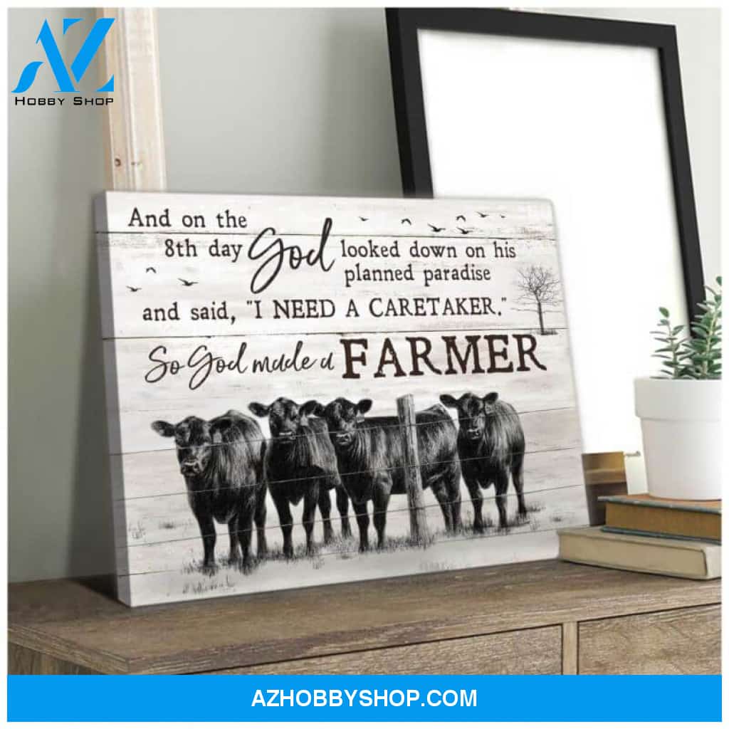 Angus Cows Farmhouse Canvas - Hanging Art For Living Room
