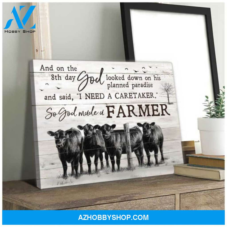 Angus Cows Farmhouse Canvas - Hanging Art For Living Room