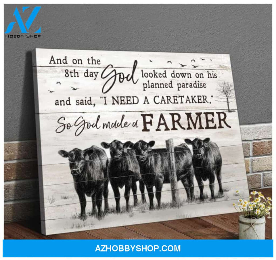 Angus Cows Farmhouse Canvas - Hanging Art For Living Room