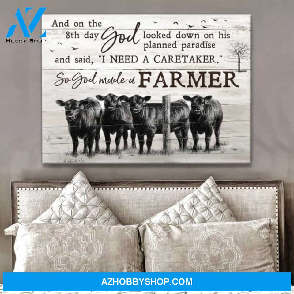 Angus Cows Farmhouse Canvas - Hanging Art For Living Room