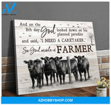 Angus Cows Farmhouse Farm Canvas So God Made A Farmer Wall Art Decor, Wall Decor Visual Art