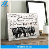 Angus Cows Farmhouse Farm Canvas So God Made A Farmer Wall Art Decor, Wall Decor Visual Art