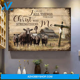 Angus cows - I can do all thing through Christ who strengthens me - Farm Landscape Canvas Prints - Wall Art