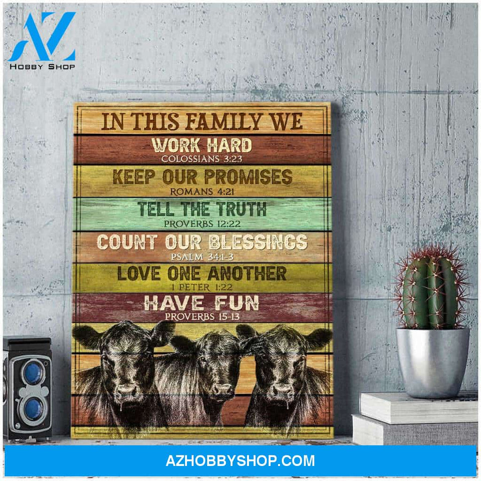 Angus Cows In This Family We Canvas Wall Art Decor, Wall Decor Visual Art