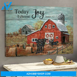 Angus cows in tranquil farm - Today I choose joy - Jesus Landscape Canvas Prints - Wall Art