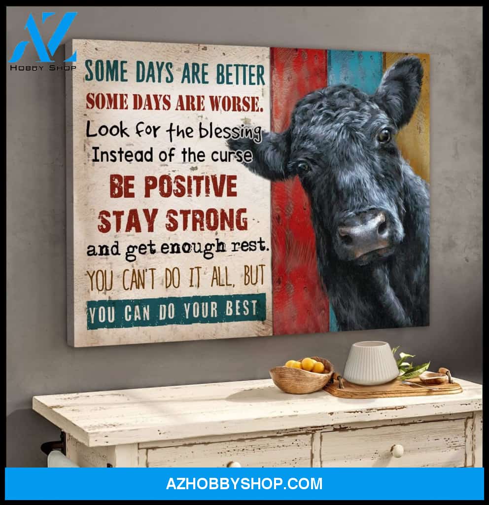 Angus Cows Some Days Framed Canvas Wall Art, Wall Decor Visual Art