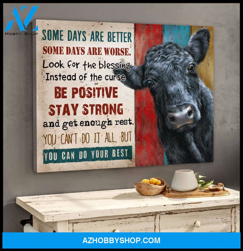 Angus Cows Some Days Framed Canvas Wall Art, Wall Decor Visual Art