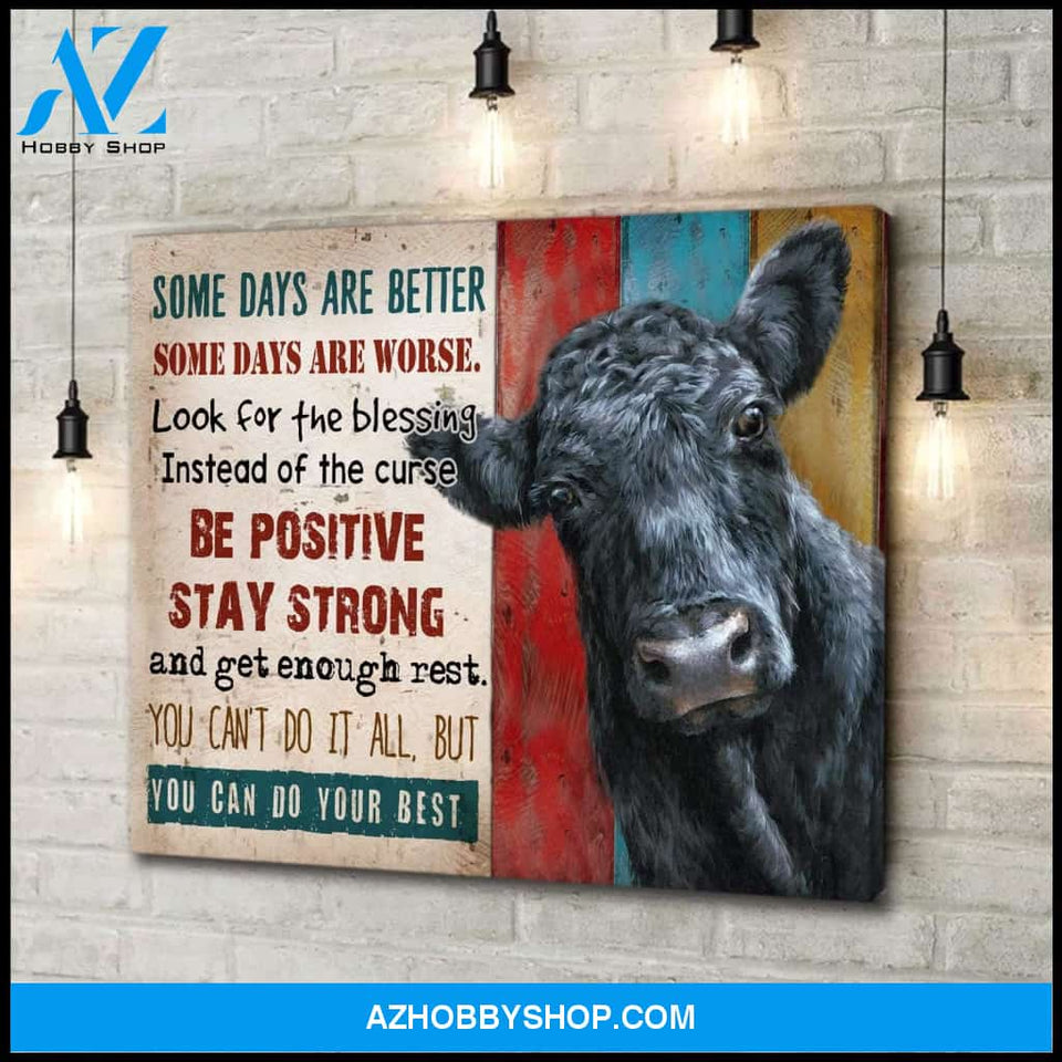 Angus Cows Some Days Framed Canvas Wall Art, Wall Decor Visual Art