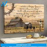 Angus cows with country farm - I still believe in amazing grace - Jesus Landscape Canvas Prints - Wall Art