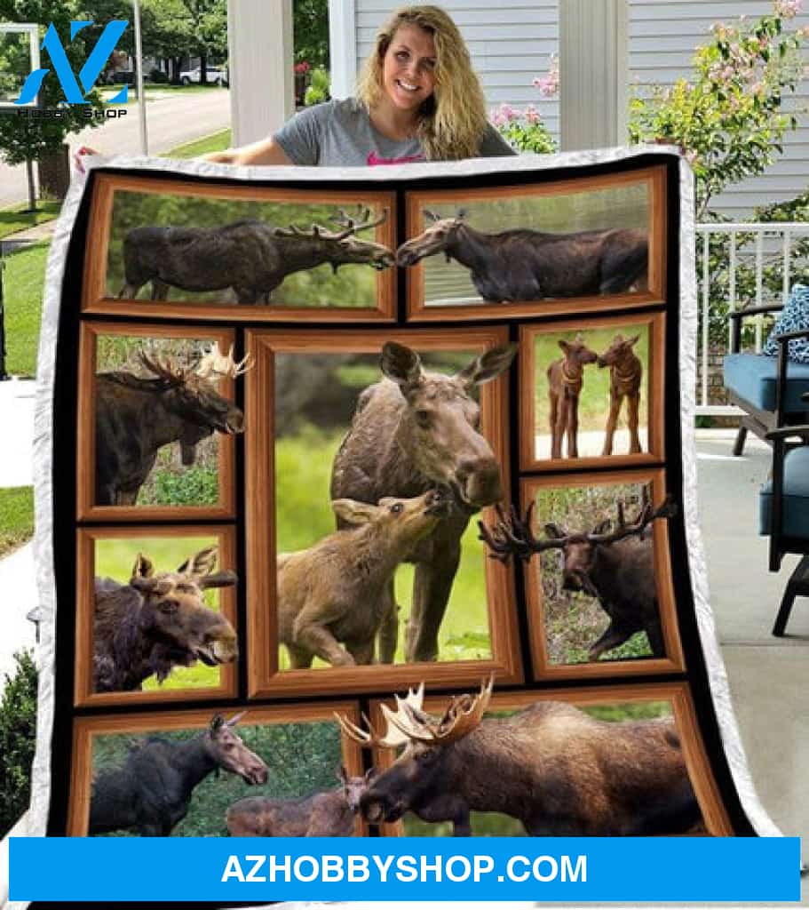 Animal Blanket, Moose Cute Theme Fleece Blanket